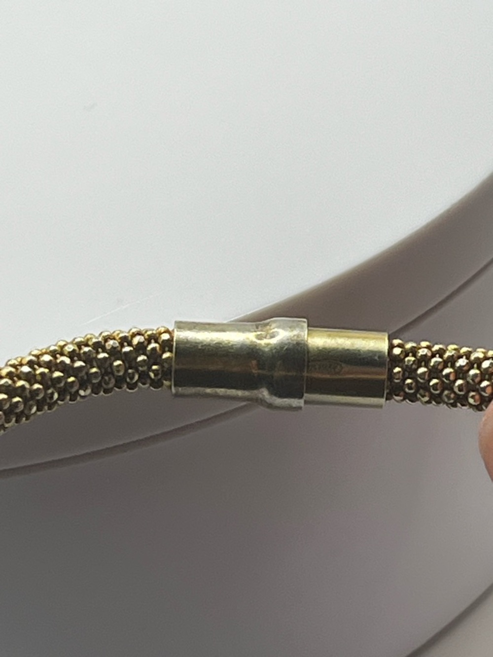 Gold Mesh Tube Bangle Bracelet 925 Italy - Picture 7 of 11